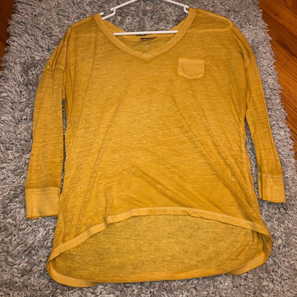 sheer mustard yellow Arizona top